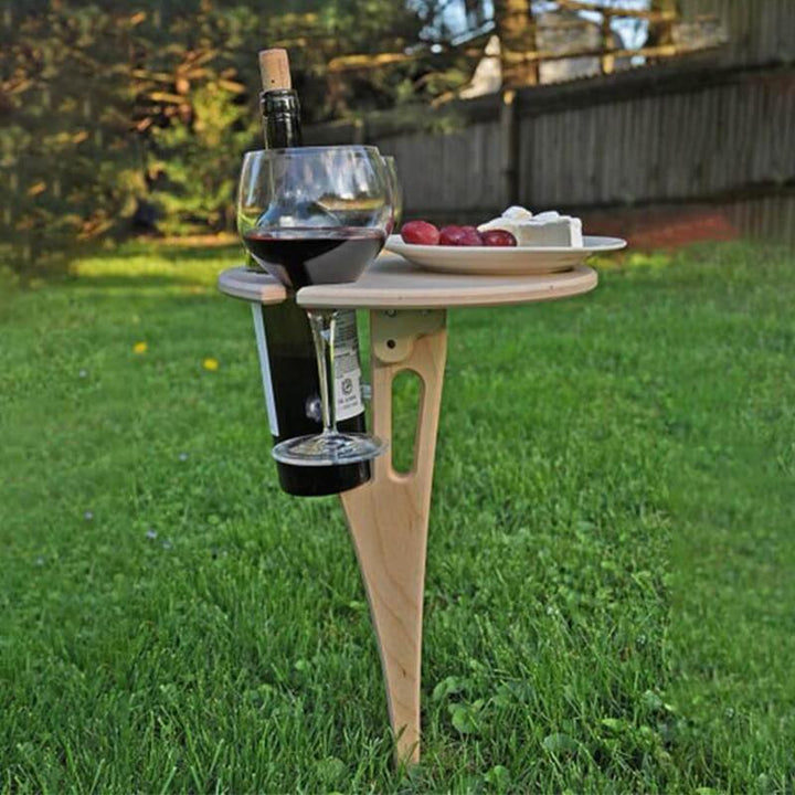 Outdoor folding wine table