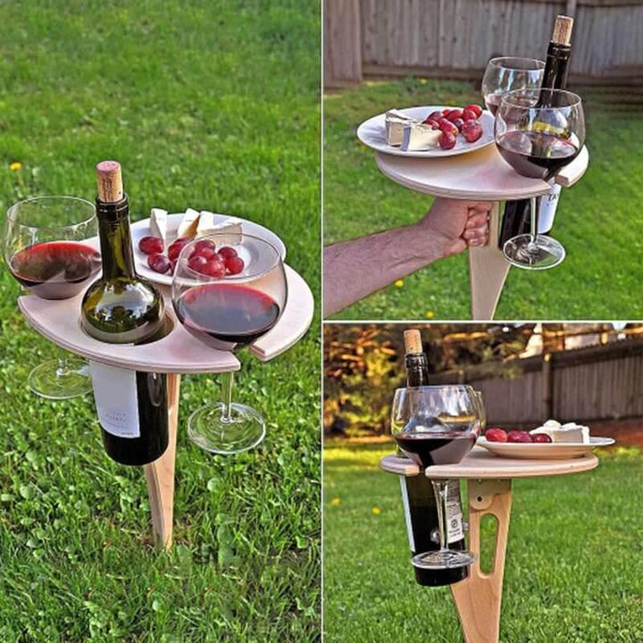 Outdoor folding wine table