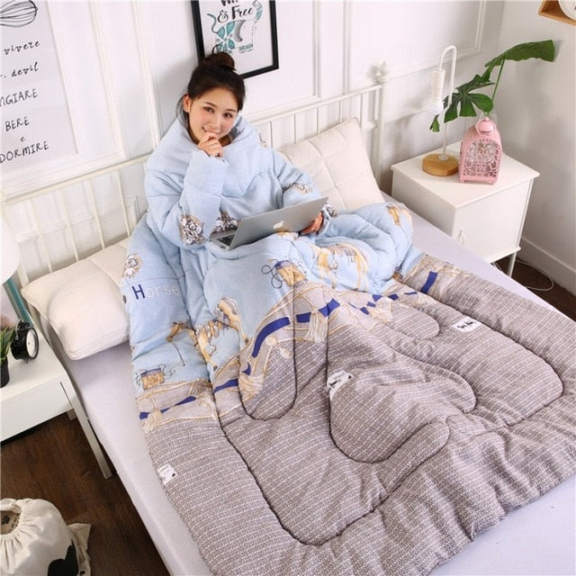 Winter Lazy Quilt with Sleeves