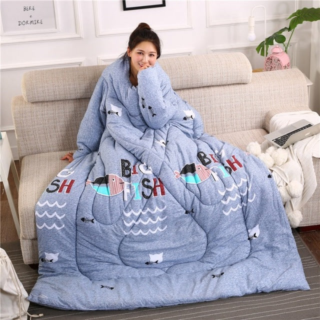 Winter Lazy Quilt with Sleeves